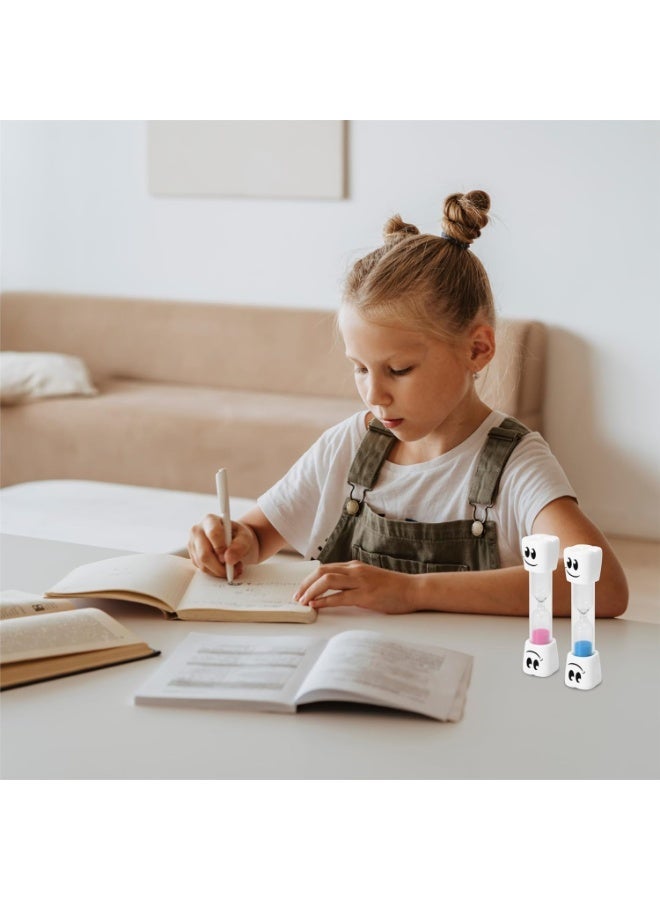 2 Minute Toothbrush Sand Timer for Kids -Set of 2 Small Blue and Pink Smiley Hour Glass - Image 4